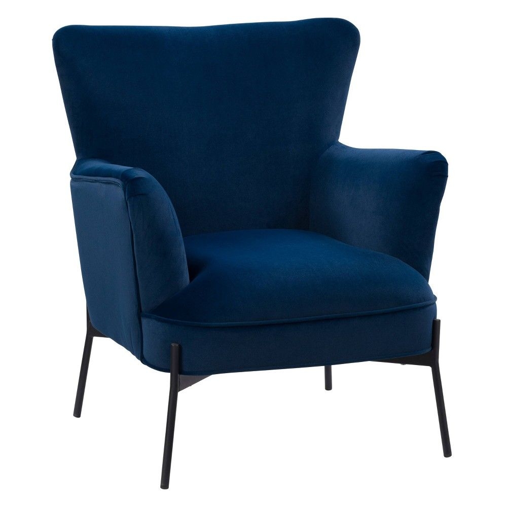 Elwood Wingback Accent Chair Blue - CorLiving