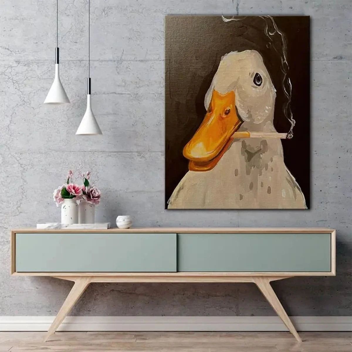 Enhance Your Home Decor with this Quirky Duck Smoking Canvas Poster - Frame Not Needed - 40*60