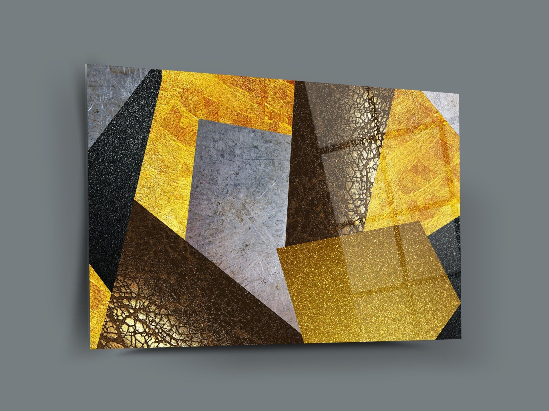 Ephesus Stones Glass Printing Wall Art-Golden Abstract Wall Art-Tempered Glass Home Decoration Wall Art-Modern Glass Wall Art-Office Gift