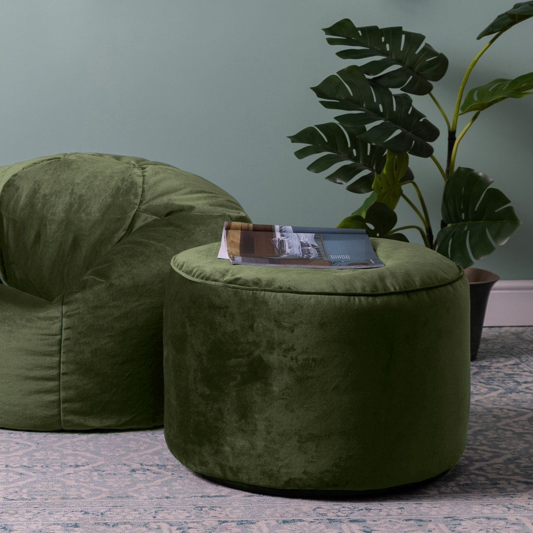 Gavrilovic 55Cm Wide Velvet Round Pouffe Ottoman