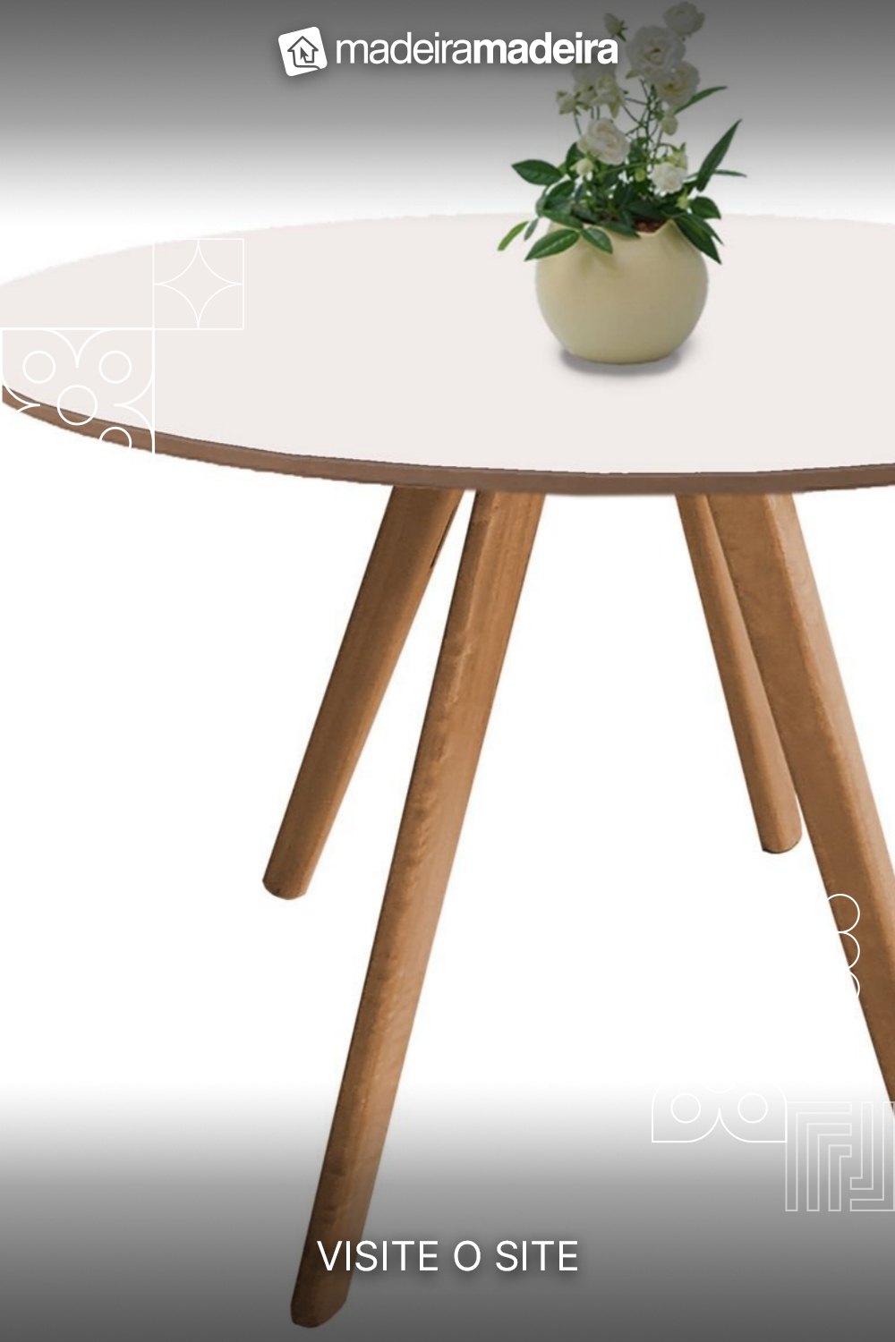 Jogo de Mesa de Jantar Leda 120cm e 4 Cadeiras Leda em Pp - Madeira Branca - Vermelha