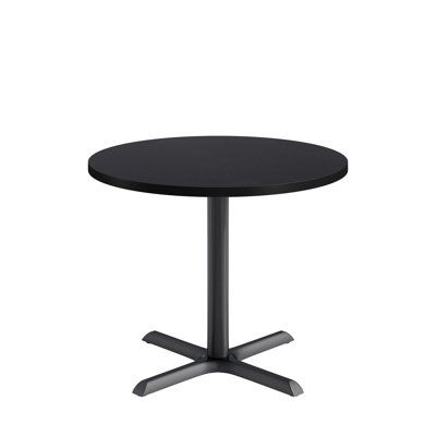 KFI Studios Proof 36" Round Pedestal Table, White Top, Black X-Base Metal in White / Blue / Black | 29 H x 36 W x 36 D in | Wayfair