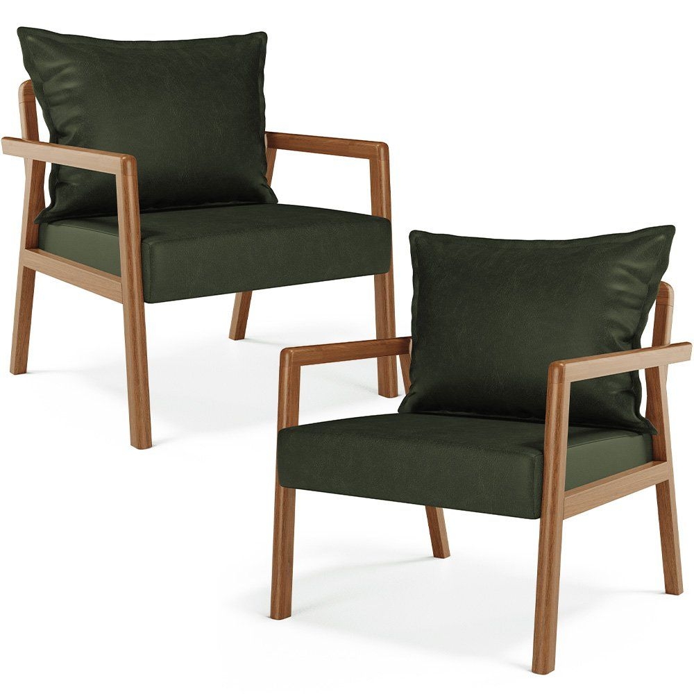 Kit 02 Poltronas Decorativa Para Sala de Estar Alcia B04 Courssimo Verde Musgo - Lyam Decor