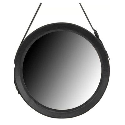 Latitude Run Accent Mirror Wood / Leather in Brown | 23.6 H x 23.6 W x 2.4 D in | Wayfair | Home Decor