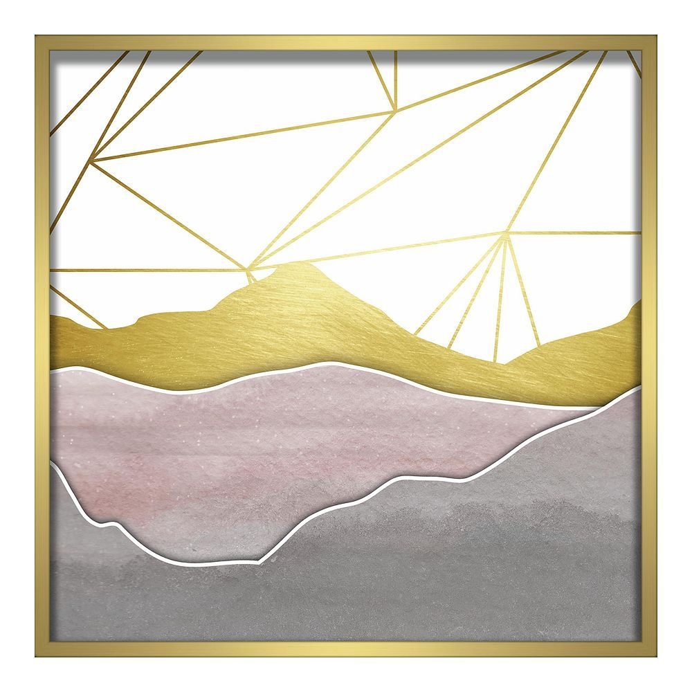 Linden Ave Watercolor Mountains Shadowbox Wall Decor, Pink, 24X24