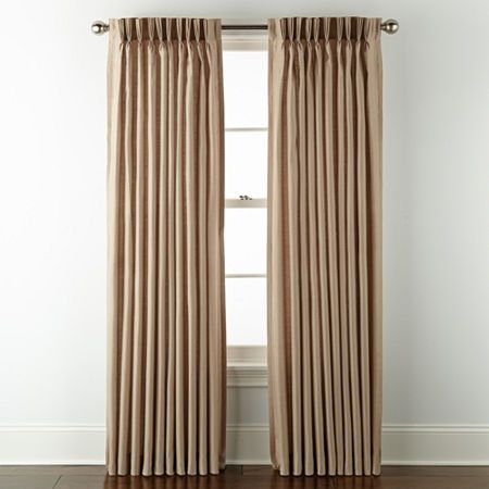 Liz Claiborne Supreme Light-Filtering Pinch Pleat Back Tab Single Curtain Panel | Beige | One Size | Curtains Curtain Panels