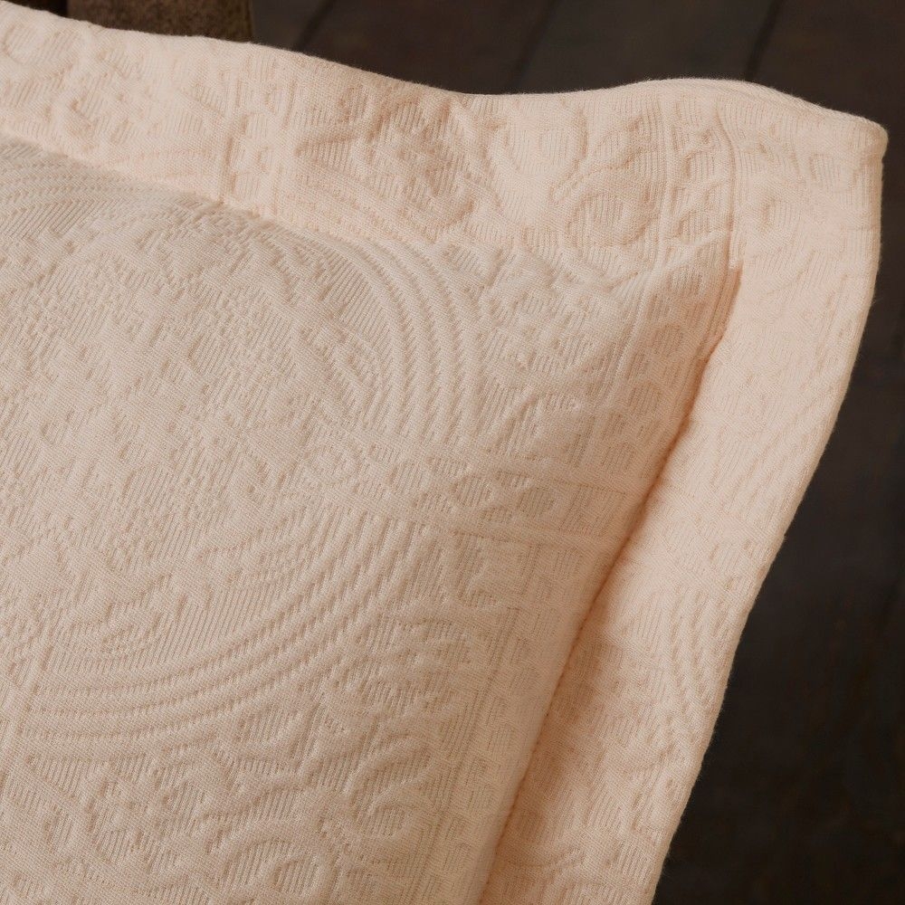 Medallion Jacquard Matelasse Cotton Bedspread Set, Twin, Peach - Blue Nile Mills