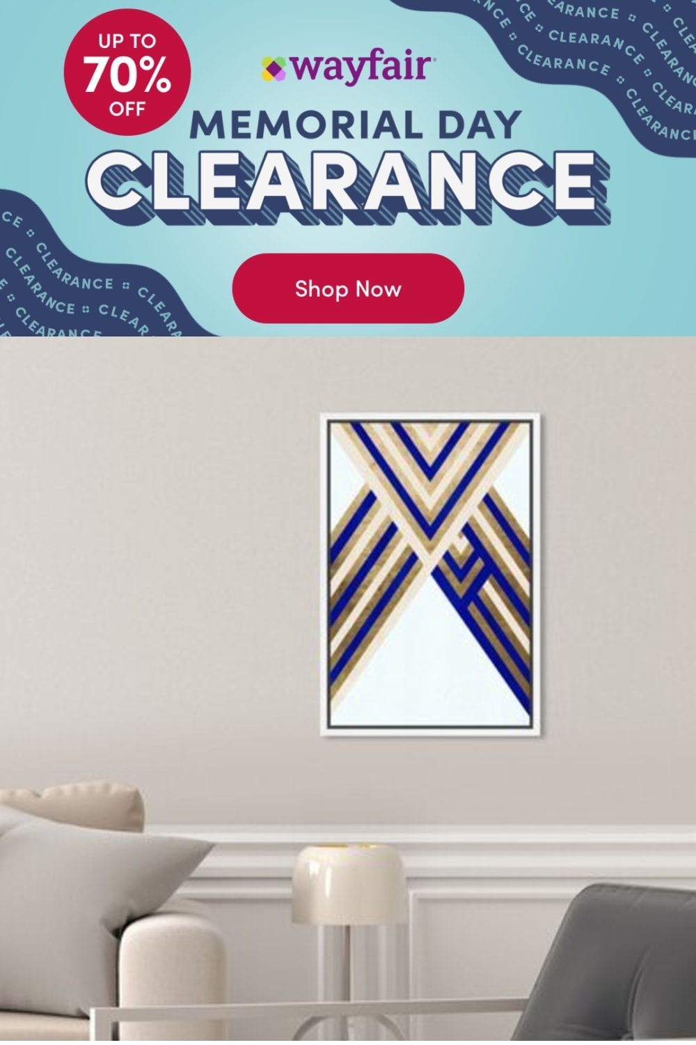 Mercer41 Abstract Intersecting Lanes Gold Geometric - Painting Print on Canvas Format: White Framed Canvas, Canvas & Fabric in Brown/Blue | Wayfair