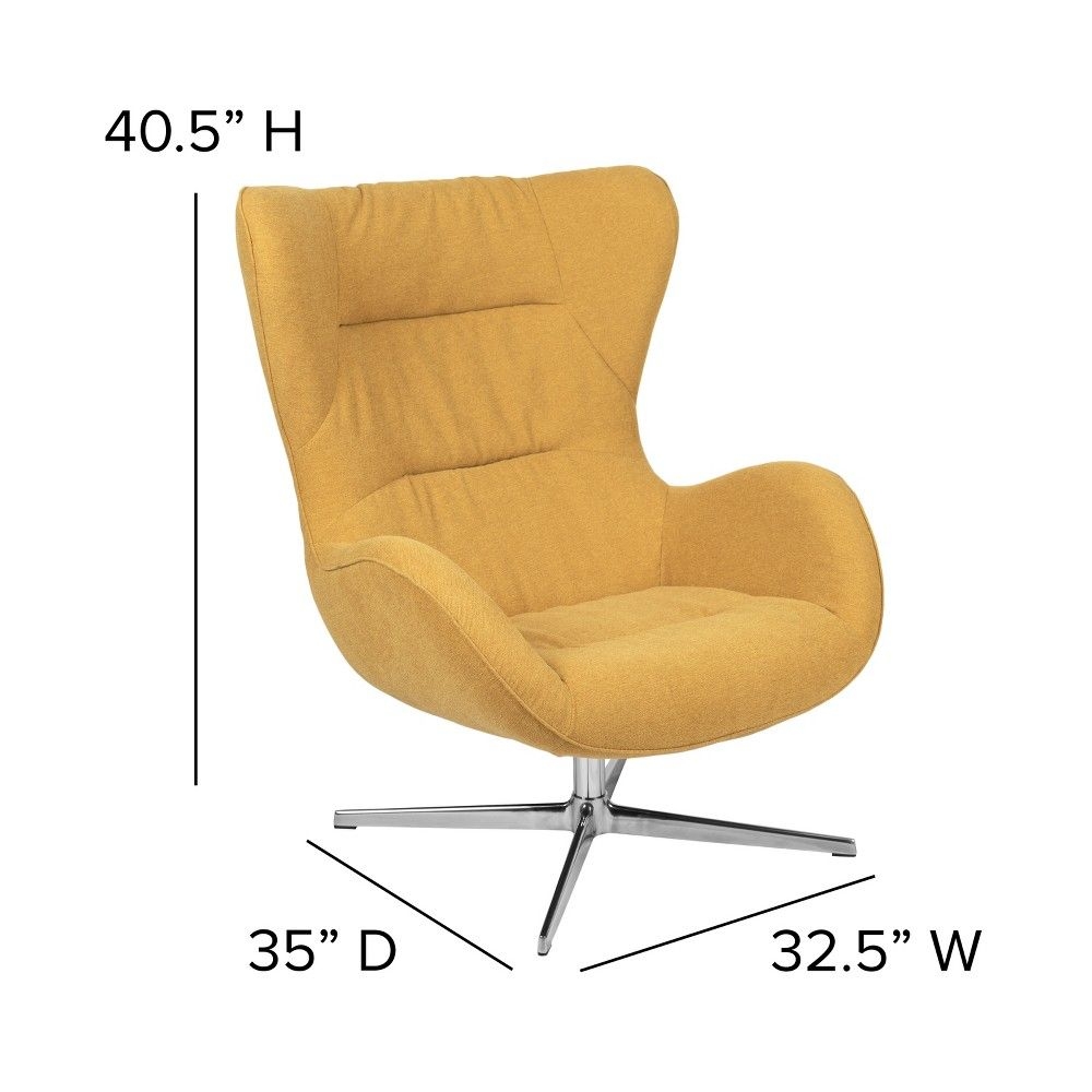 Merrick Lane Ergonomic High-Back Lounge Chair 360 Swivel Accent Chair Citron Fabric Side Chair with 4 Star Alloy Base