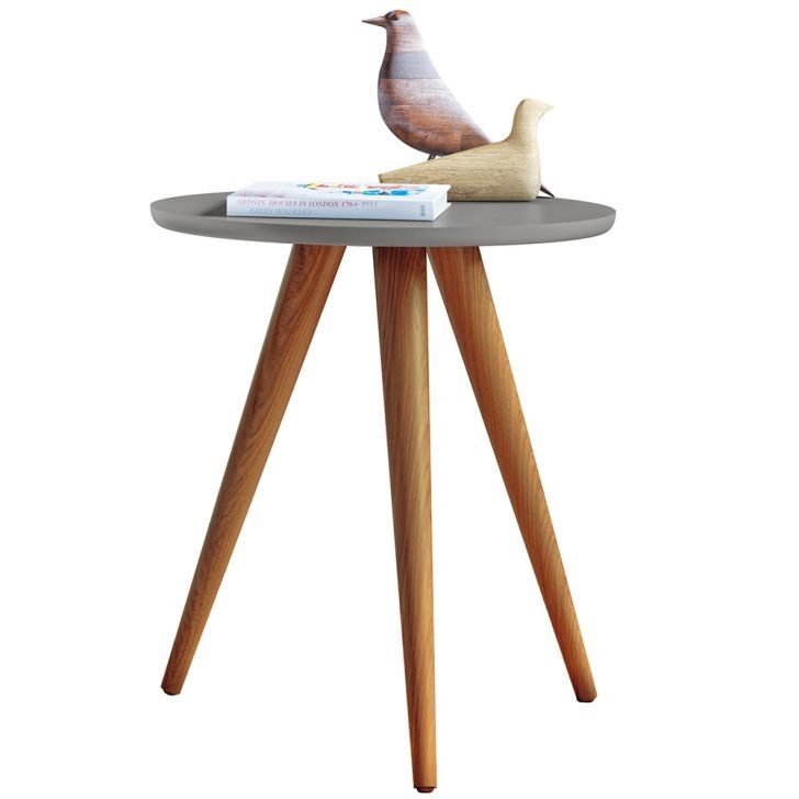 Mesa De Canto Lateral Apoio Decorativa Sofia B01 Cinza Ps Palito Madeira Macia - Lyam Decor