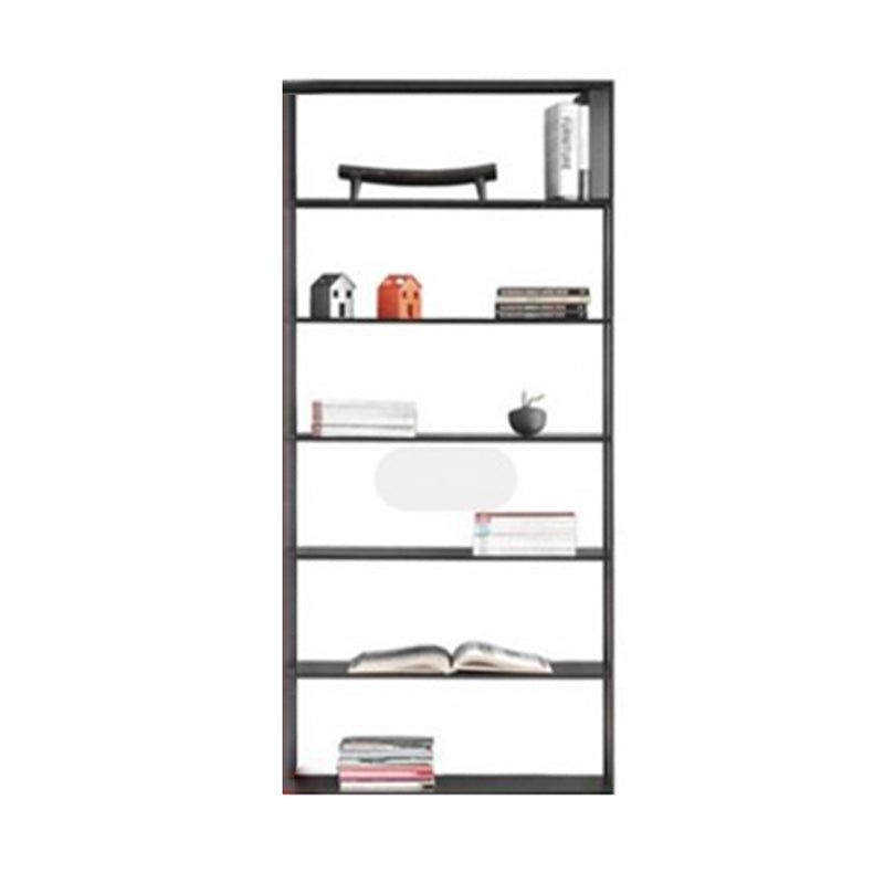 Metal Bookcase Minimalist Book Shelf with Rectangular Shelves - 39L x 10W x 71H / Black