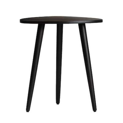 MH LONDON Tora 18 in. Black 20 in. Triangle Solid Mango Wood End Table with 3-Legs