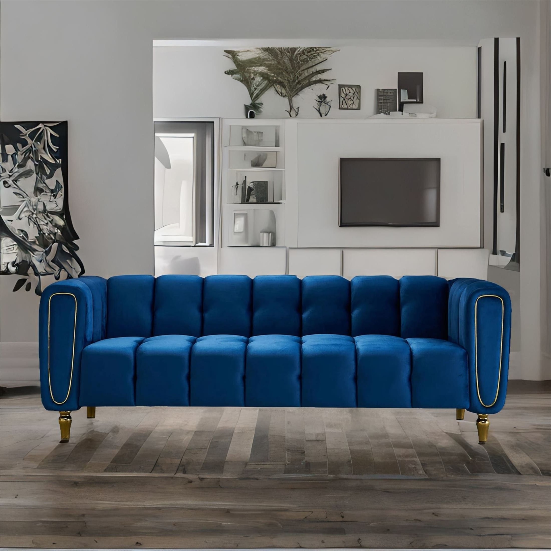 Modern Velvet Sofa 83.07 inch for Living Room