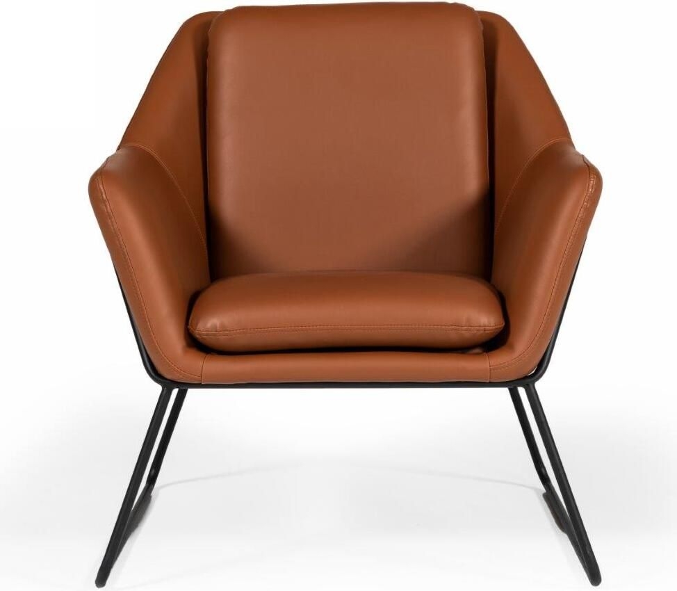 Modrest Jennifer Industrial Brown Eco-Leather Accent Chair | 1StopBedrooms