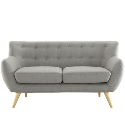 MODWAY Remark 61.5 in. Light Gray Polyester 2-Seater Loveseat with Tapered Wood Legs