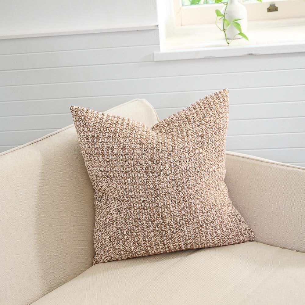 Noah Cushion - Nutmeg/White - Filled Cushion / 60x60cm (pre order)