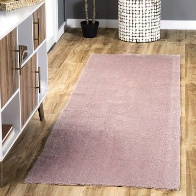 nuLOOM Loni Solid Machine Washable Shag Pink 3 ft. x 8 ft. Runner Rug