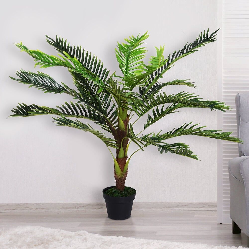 Outsunny Palmier Artificiel Hauteur 123 Cm Arbre Artificiel Dcoration Plastique Fil De Fer Pot Inclus Vert