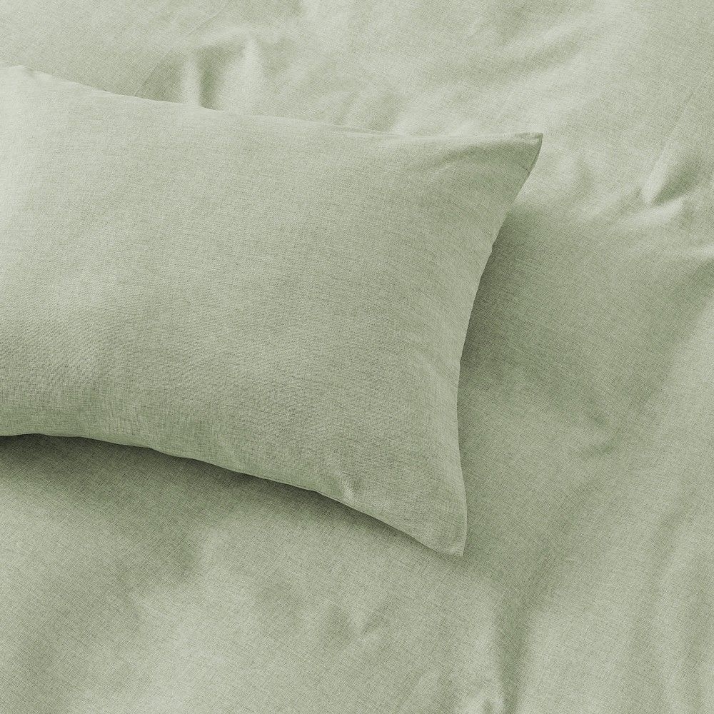 Peace Nest Solid Faux Linen Duvet Cover Set - Luxurious Comfort, Green, Twin