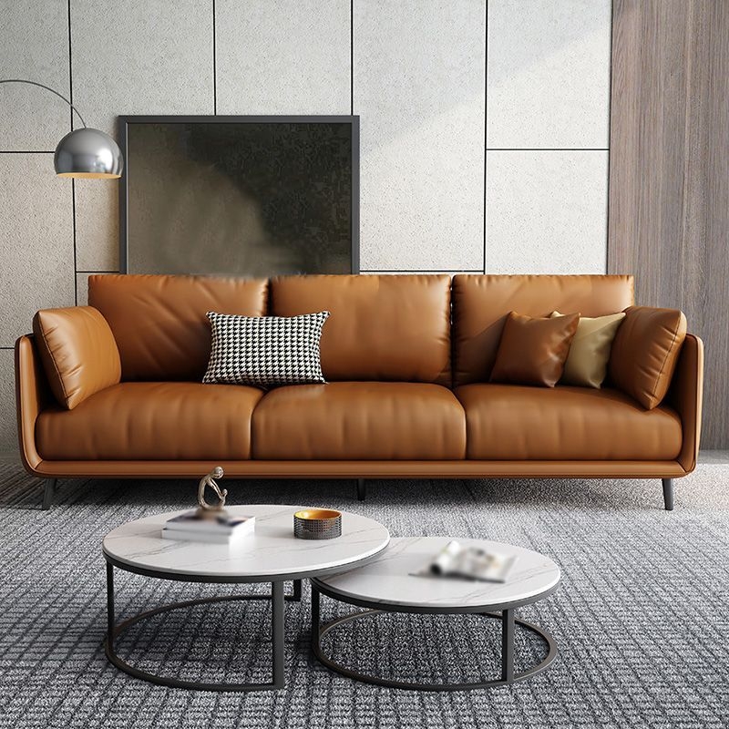 Pillow Armrest Latex Seat Imitation Leather & Leather Upholstered Rectangular Sofa - 71L x 35W x 34H / Faux Leather