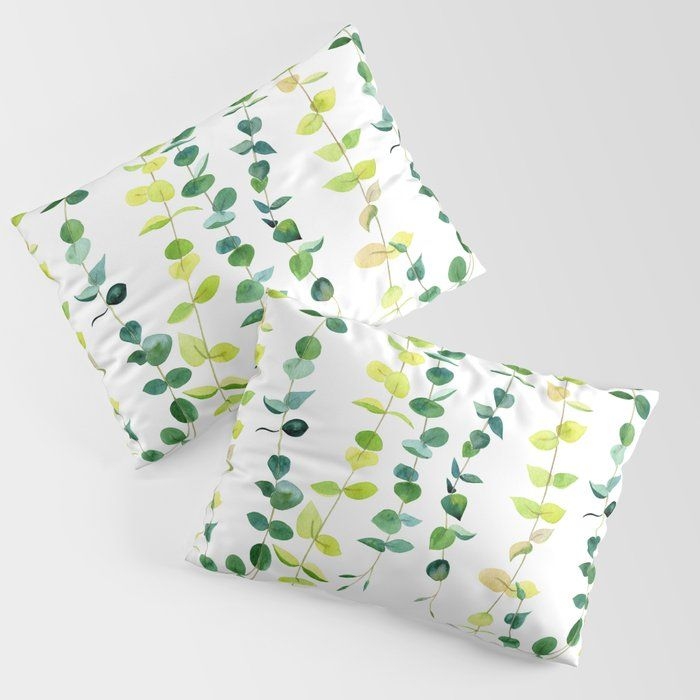 Pillow Sham | Eucalyptus Garland Watercolor by Melly Terpening - Standard Set of 2 - Microfiber Polyester - Society6