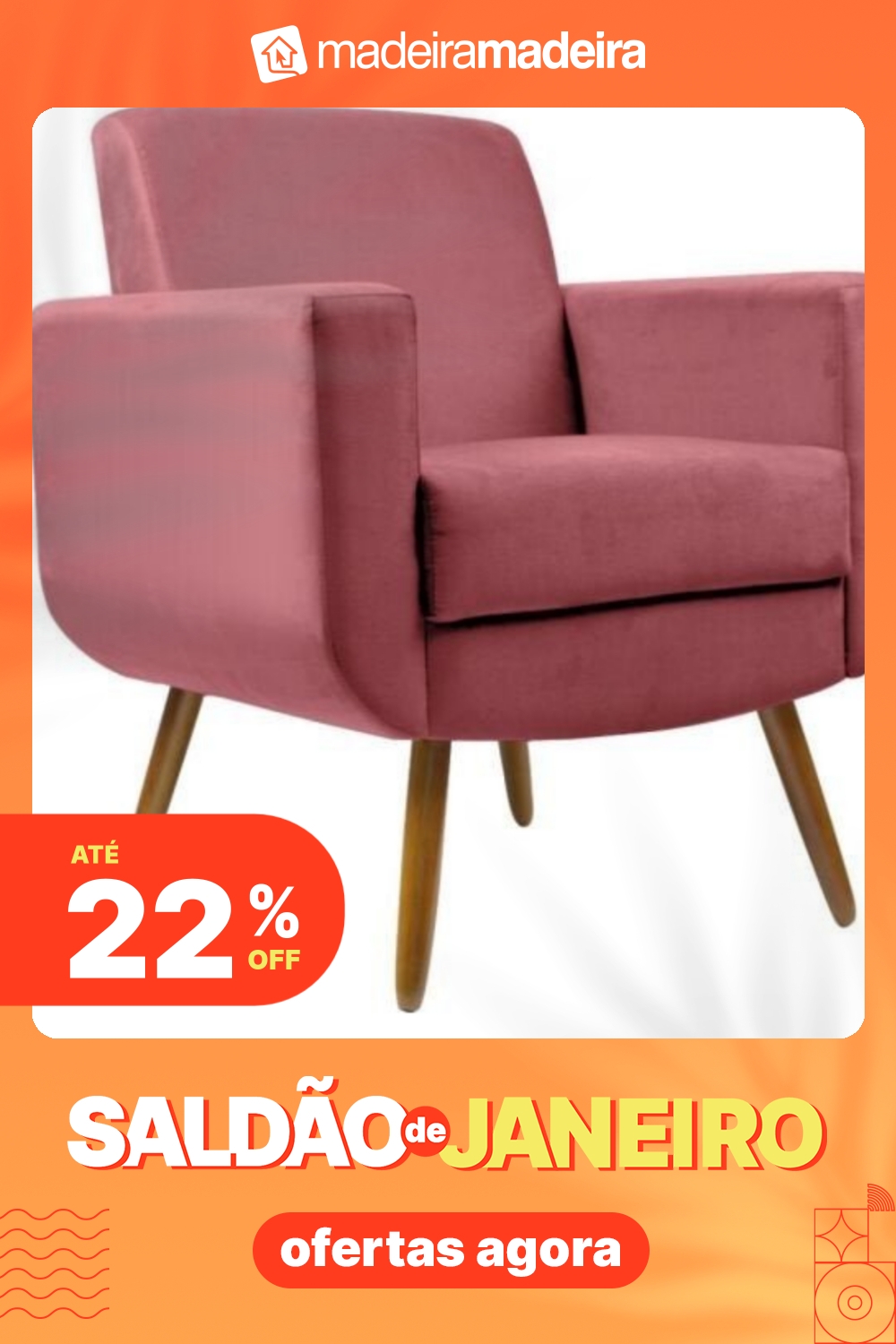 Poltrona Cristal Decorativa Suede Rosa Goiaba - D'Rost
