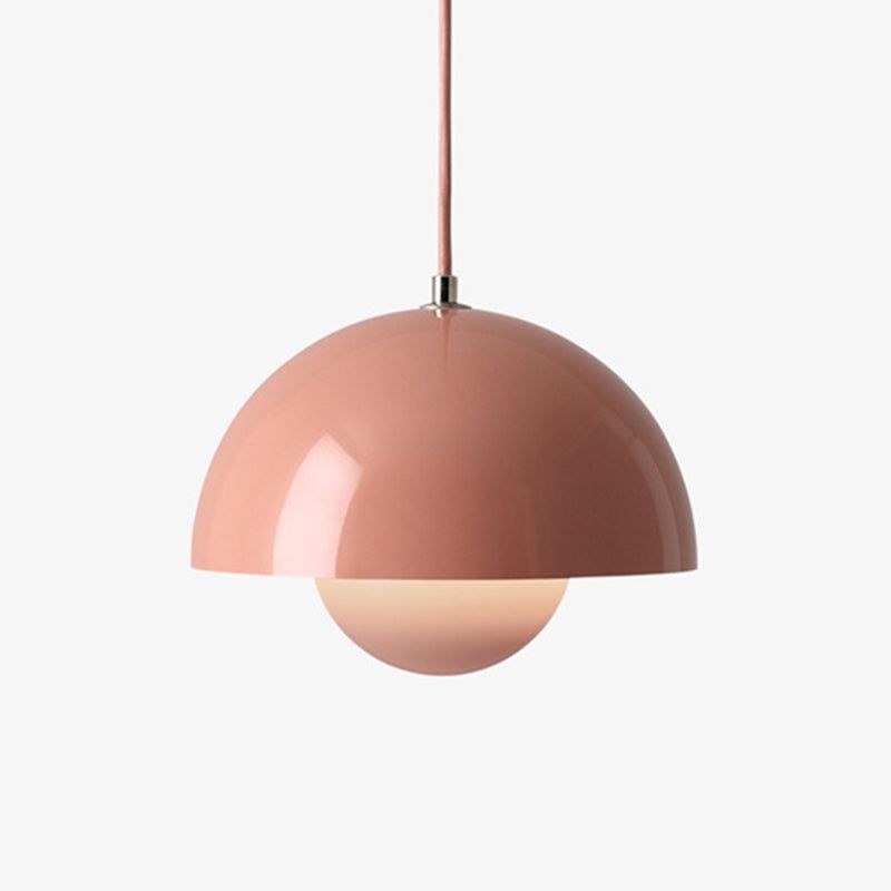 Post-Modern Style Dome Pendant Lamp Metal 1-Light Hanging Light for Dinning Room - Pink