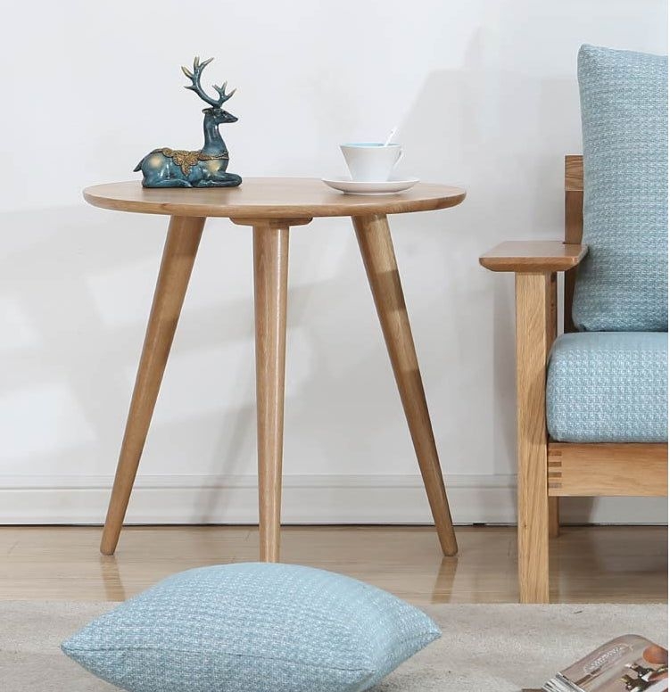 Rubberwood Solid Wood Tripod Table Simplicity Dining Table Round for Kitchen Home - Brown / 23.6L x 23.6W x 29.5H / Without Chairs