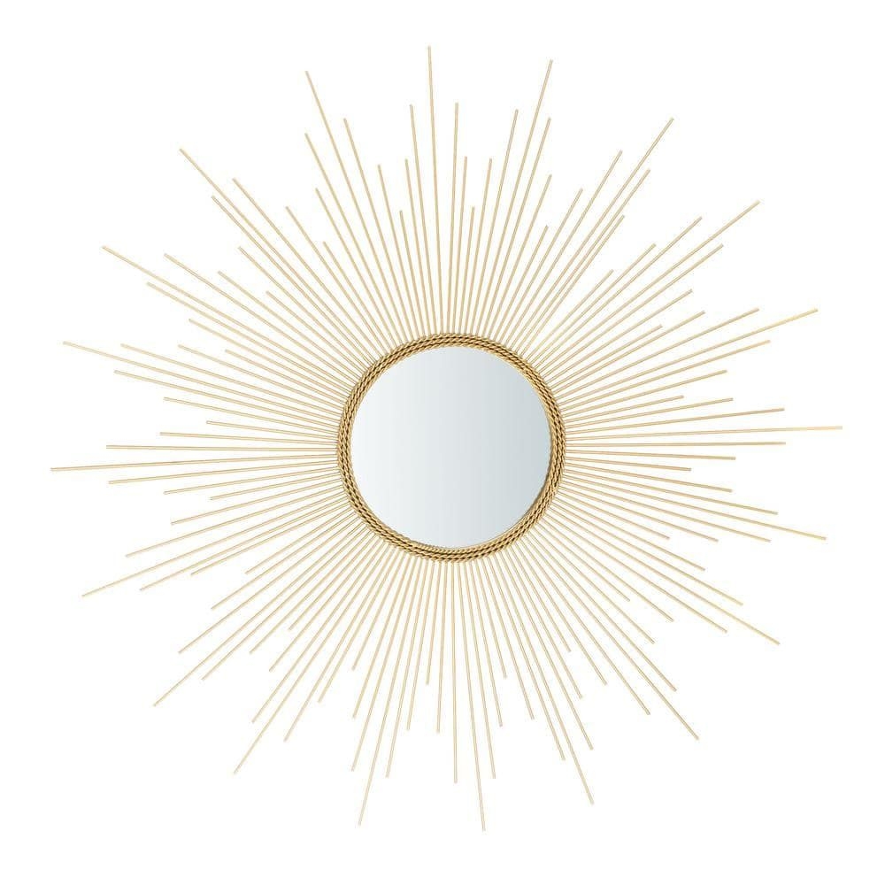SAFAVIEH Lorien Sunburst 35.8 in. X 36 in. Gold Framed Mirror