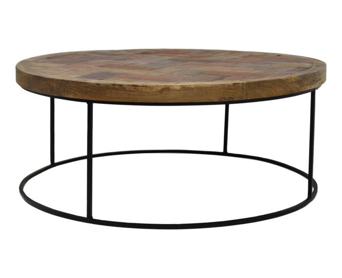 Salontafel mozaiek - 80 cm - teak/ijzer