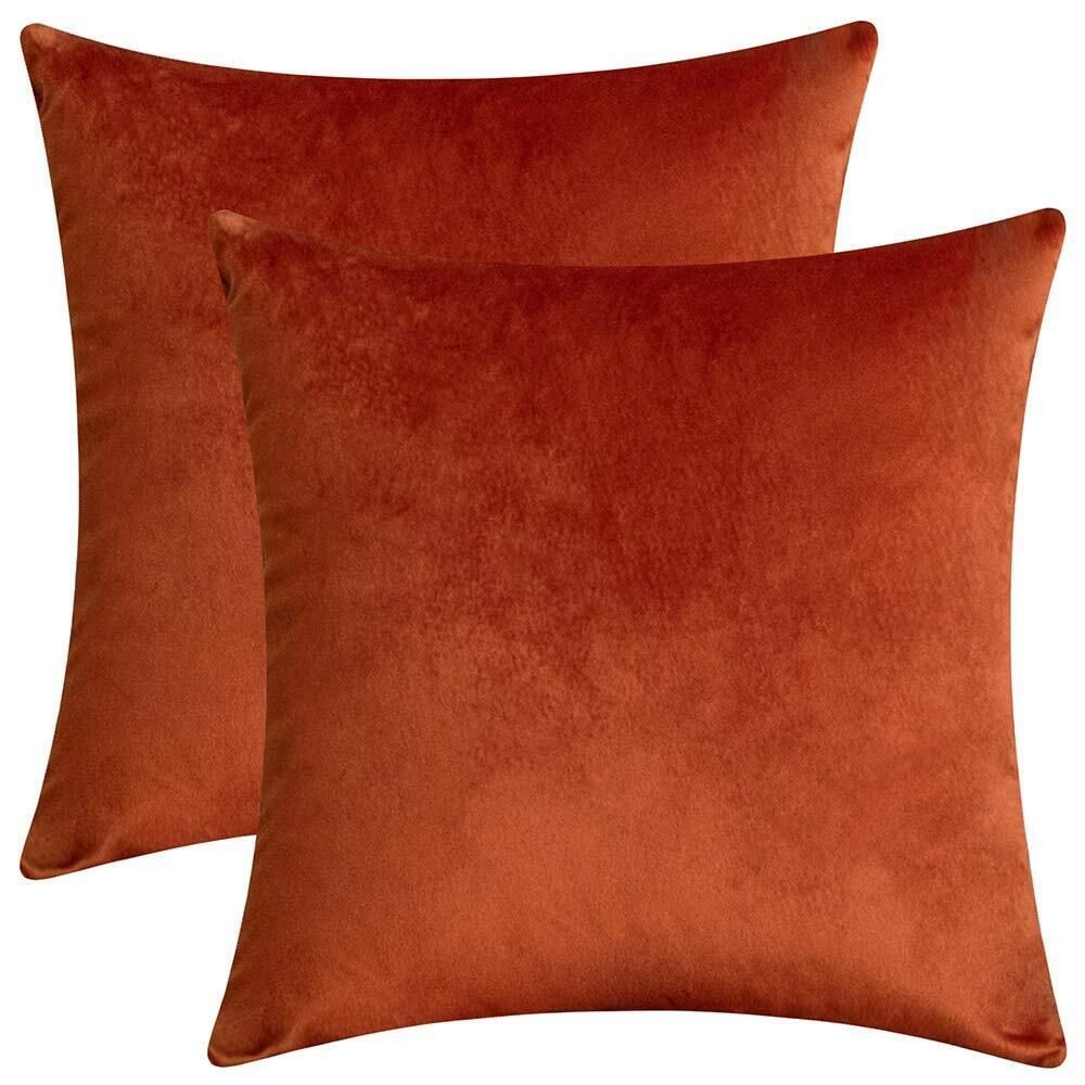Set Of 2 Comfortable Velvet Throw Pillow Cases Decorative Solid Cushion Cover...