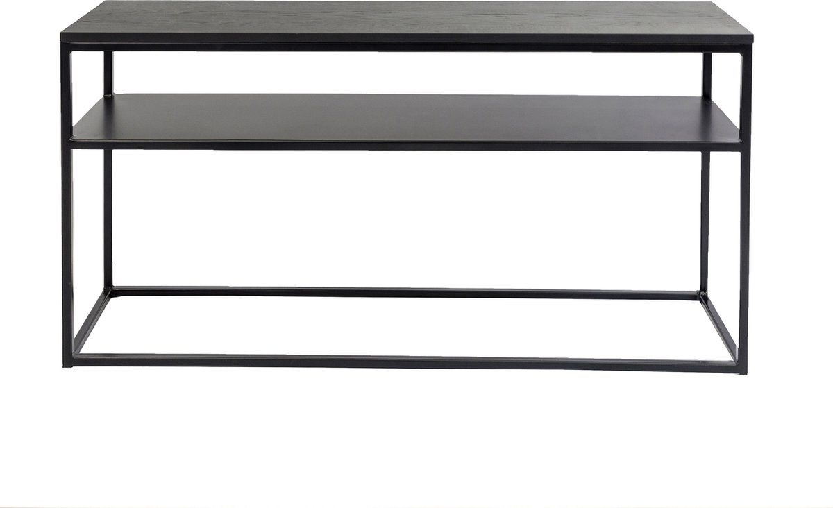 Sidetable Eikenhout - Zwart - Metalen Frame - 135x35x70cm - Tafel Josh - Giga Meubel