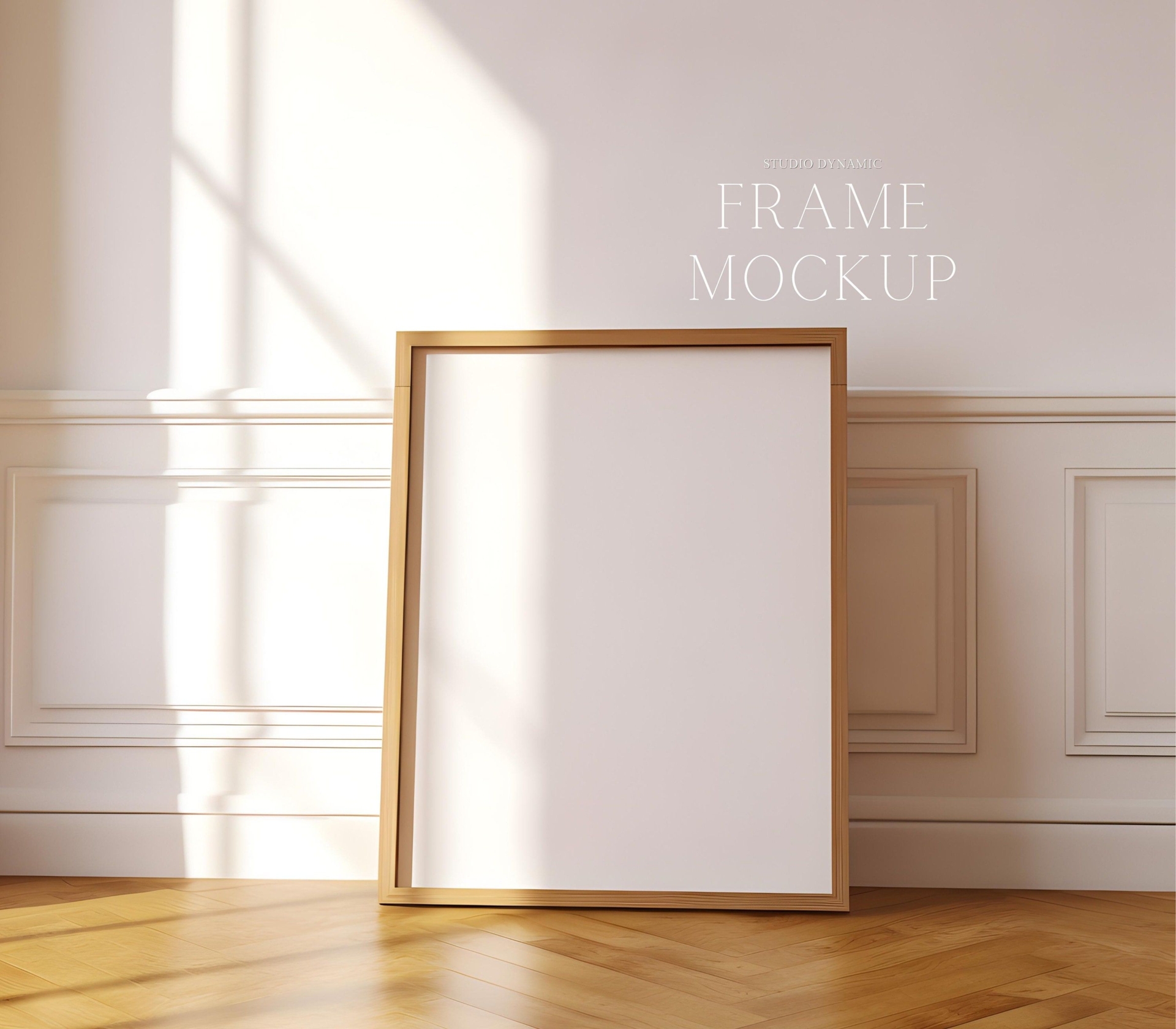 Single Frame Mockup - Minimalistic Interior Mockup - Wood Frame  - Print Mockup - PSD - 27X36 - Smart Object