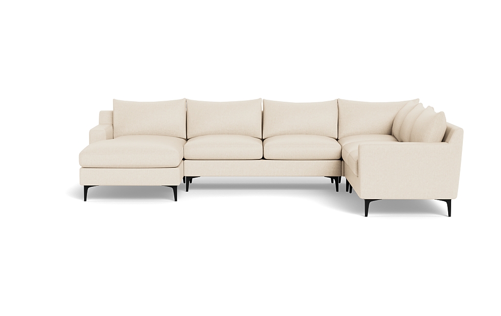 Sloan Custom 4-Piece Corner Sectional Sofa with Left Chaise in Sand Performance Basket Weave, Matte Black - Customize Color, Size & More