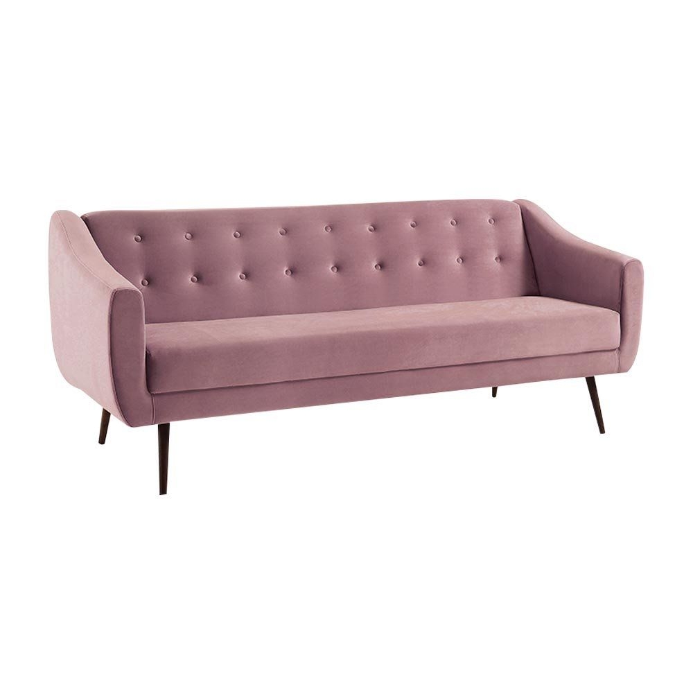 Sof Cama Sala de Estar Ps Palito Cuddle Veludo Rosa - Gran Belo