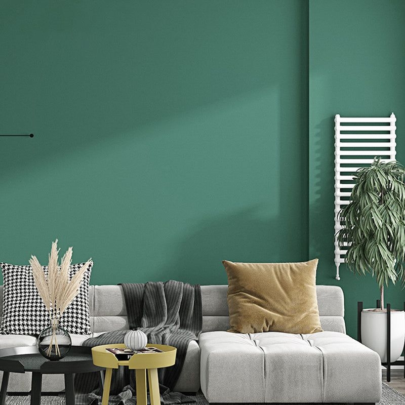 Solid-Colored Wallpaper Roll Simple Style Unpasted Living Room Wall Decor, 54.2-sq ft - Wallpaper Roll / Dark Blue