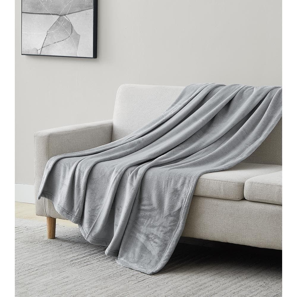 SOUTHSHORE FINE LINENS Premium Slate Fleece Throw Blanket, Grey