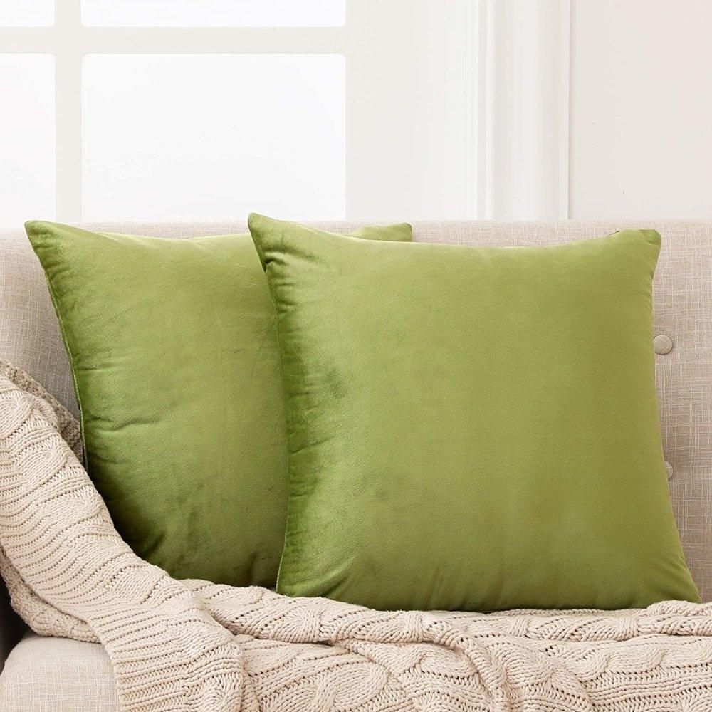 Super Soft Crushed Velvet Sofa Cushion Covers - Piquant Green / 12x20