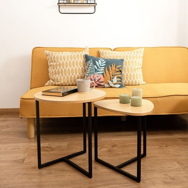 Table Gigogne Bois et Mtal Noir