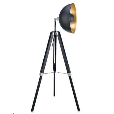 Teamson Home Fascino 63 in. H Black/Gold Tripod Floor Lamp