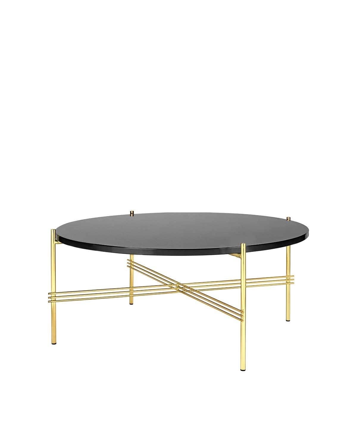 TS Round Coffee Tables - Medium / Graphite Black Glass / Brass