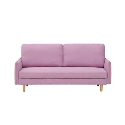 URTR 31 in. W Flared Arm Sofa Linen Upholstery Multifunctional Folding Modern Style Straight 2-Seat Sofa Classic in Pink
