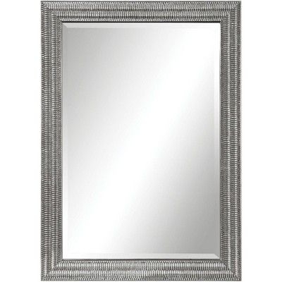 Uttermost Rectangular Vanity Decorative Accent Wall Mirror Glam Beveled Silver Leaf Frame 29 1/2" Wide for Bathroom Bedroom