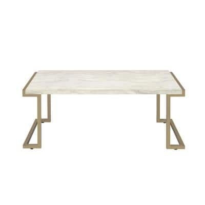 Venetian Worldwide Boice II 44 in. Metallic Large Rectangle Wood Coffee Table, Grey