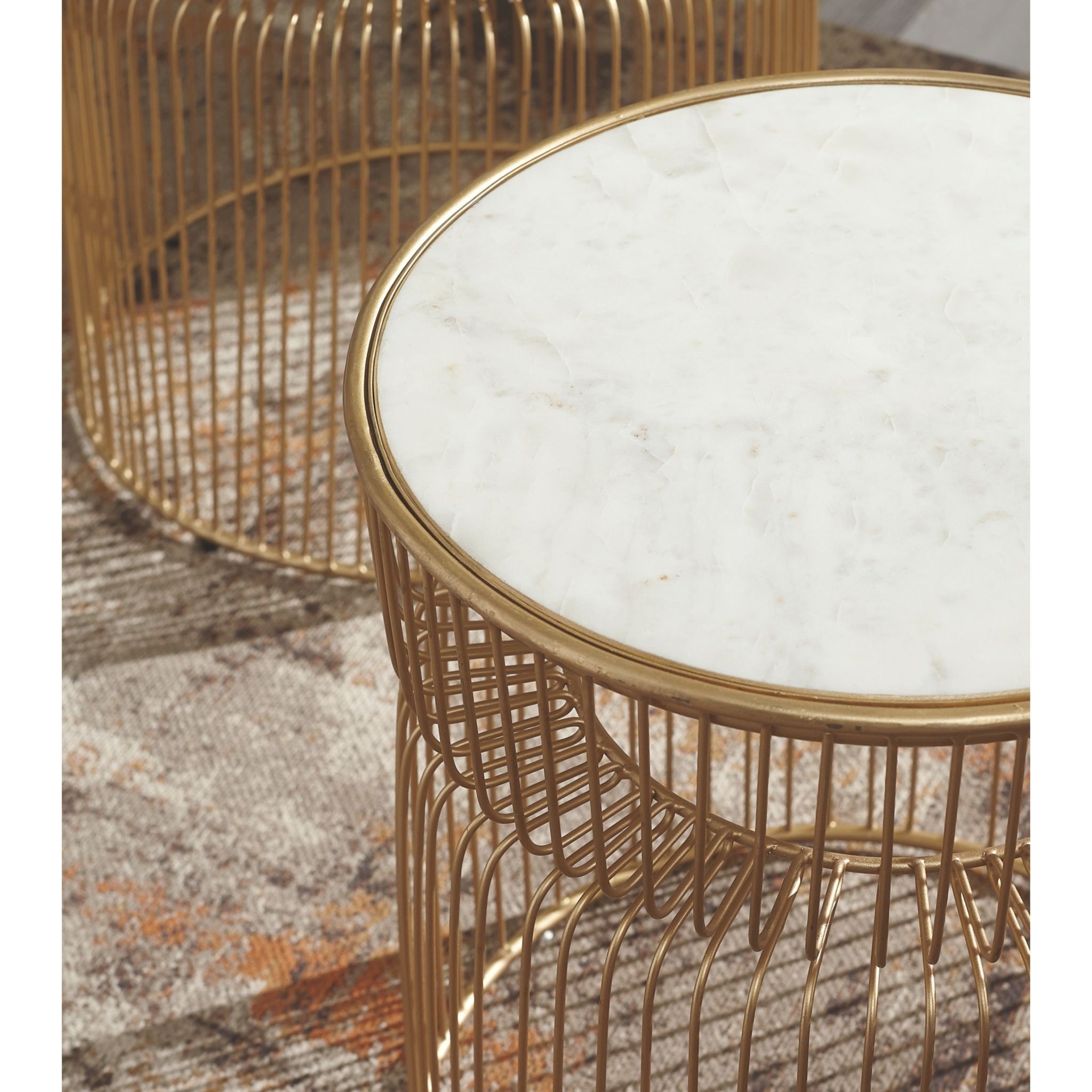 Vernway Accent Table in White/Gold, Size: 15"-28" W by Ashley