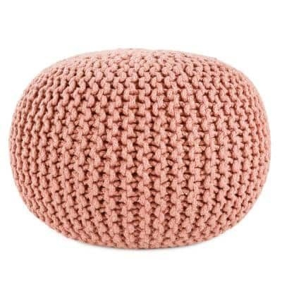 VIBE BY JAIPUR LIVING Asilah Solid Blush 20 in. x 20 in. x 14 In. Indoor/Outdoor Round Pouf