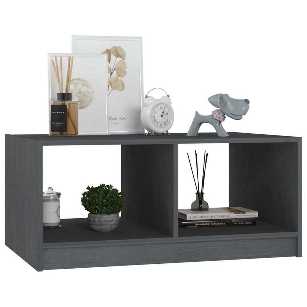 vidaXL Coffee Table Gray 29.5"x19.7"x13.2" Solid Pinewood