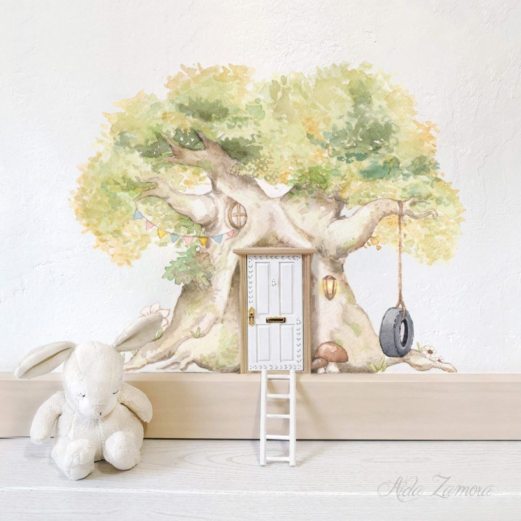 Vinilo infantil de tela Casa Arbol
