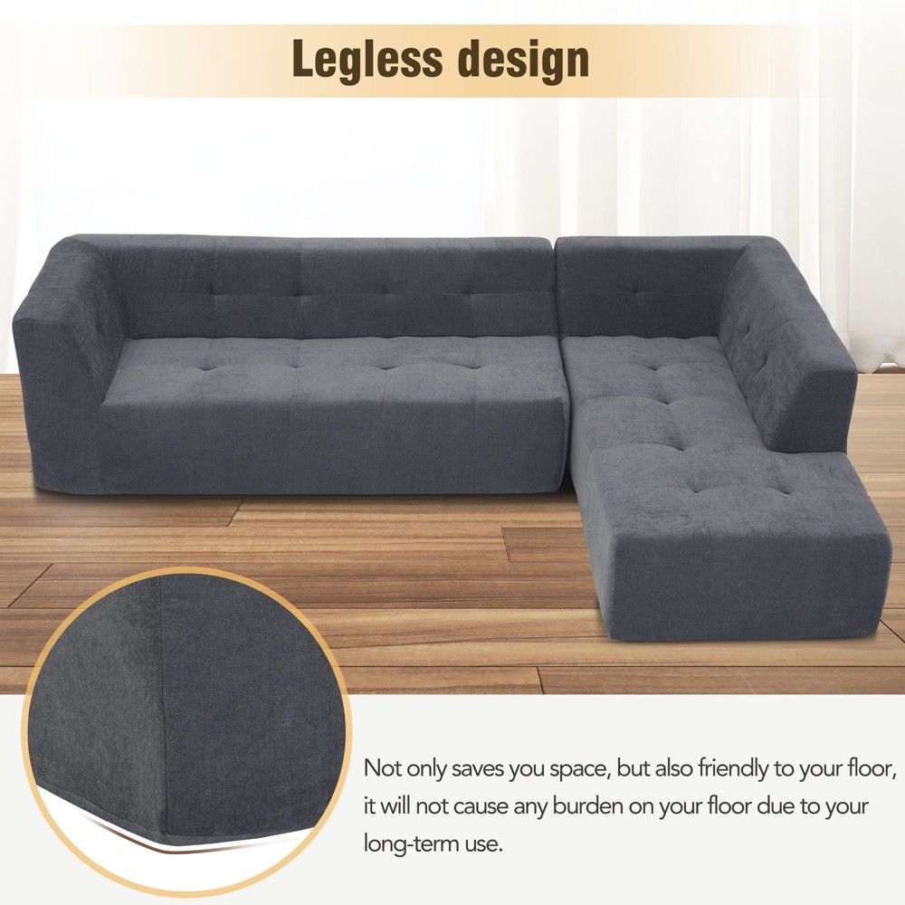 110" Convertible Modular Sectional Sofa Couch Set, L-Shaped Free Combination Couch, Dark Gray-ModernLuxe