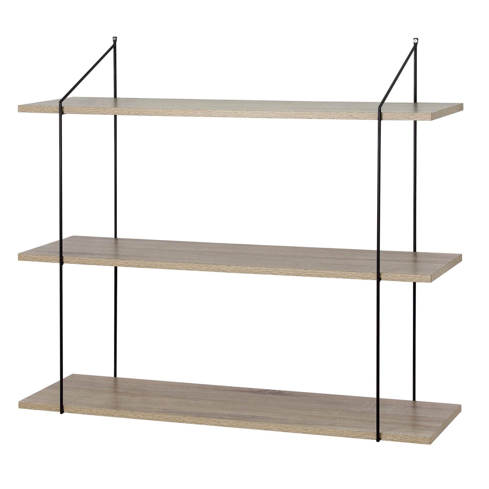 3 Tier Shelf Kit - Sanoma Oak & Black Bracket